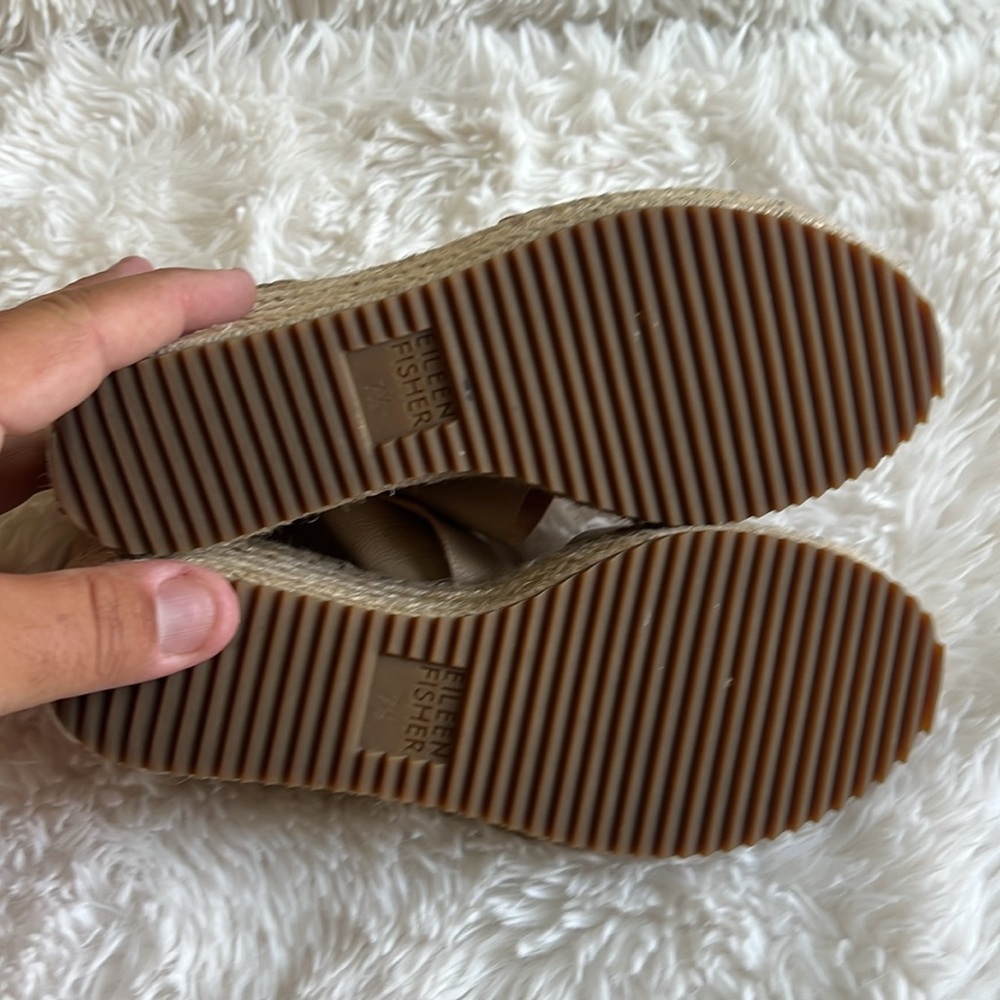 Eileen Fisher Willow 3 Espadrille Tumbled Leather Wedge Sandals Nude, sz 7.5 ♣️ - Picture 10 of 11